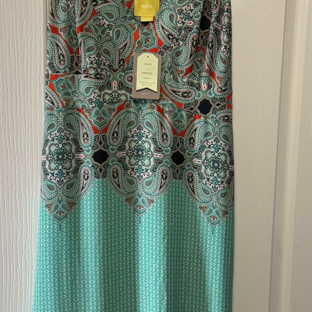Maeve Women's paisley print dress- Teal and coral.